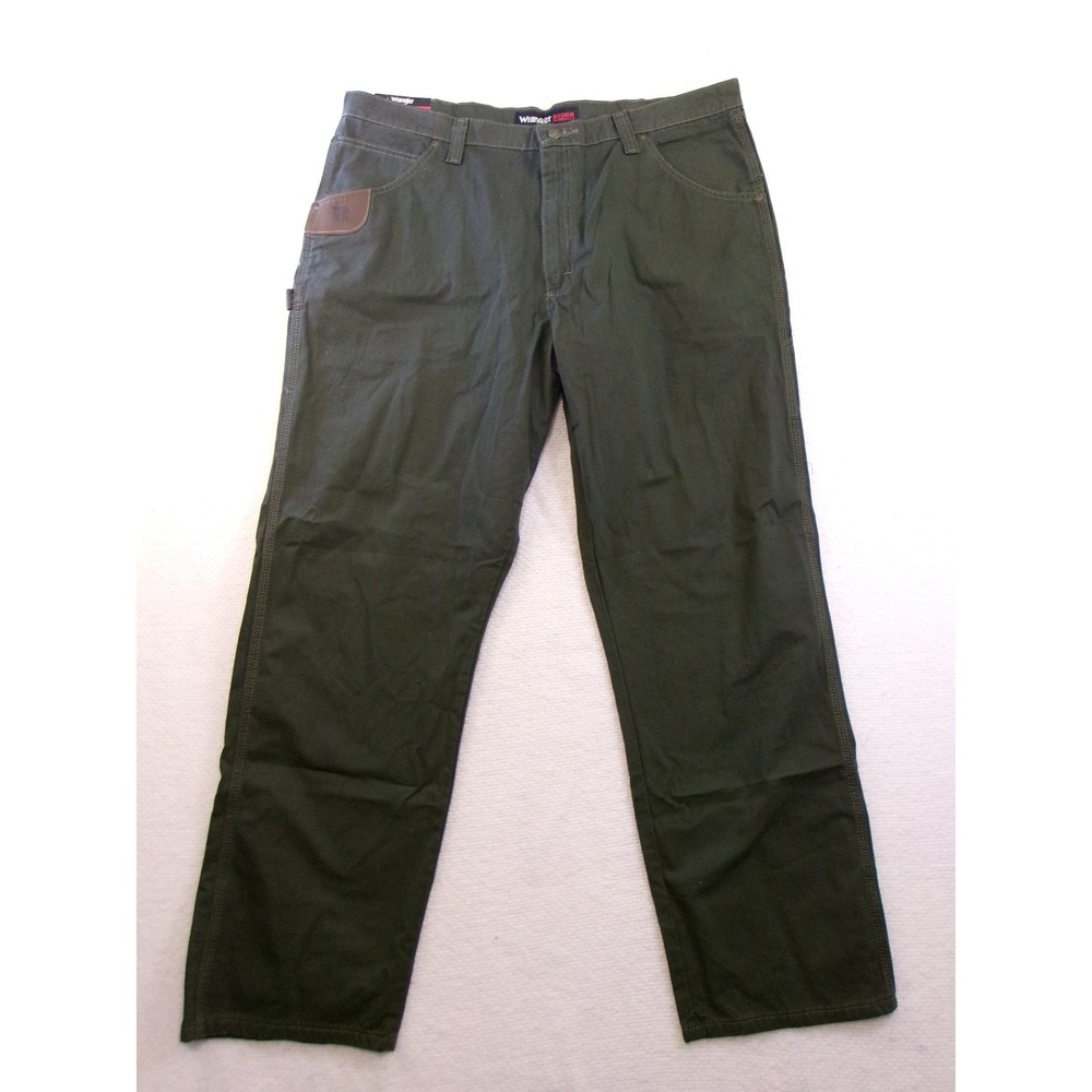 Wrangler Riggs Workwear Mens Carpenter Pants Green Relaxed Fit Ripstop 42x32‎